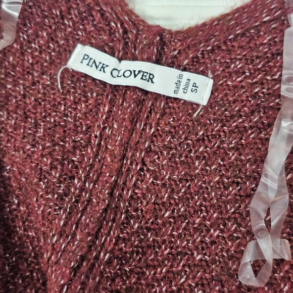 Pink Clover Women's Burgundy Open Front Rolled Cuff Cardigan Size SP NWT - Picture 10 of 16